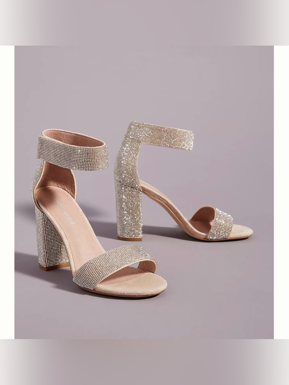 New in Box Jeffrey Campbell Women's Champagne Rhinestone Block Heel